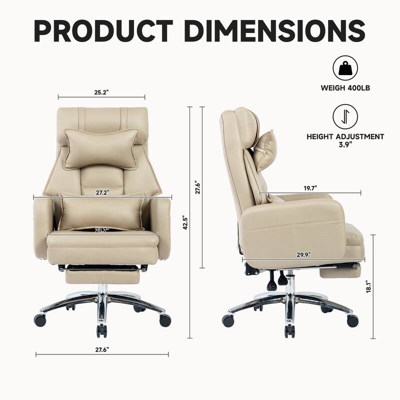 Swivel Ergonomic Office Chair, High Back with Lumbar Support Headrest, Sedentary Comfortable Boss Chair, 155°Reclining Chair