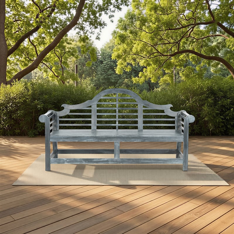 SAFAVIEH Outdoor Patio Furniture Hamida Acacia Wood Garden Bench - 77Wx23Dx41H - Ash Grey