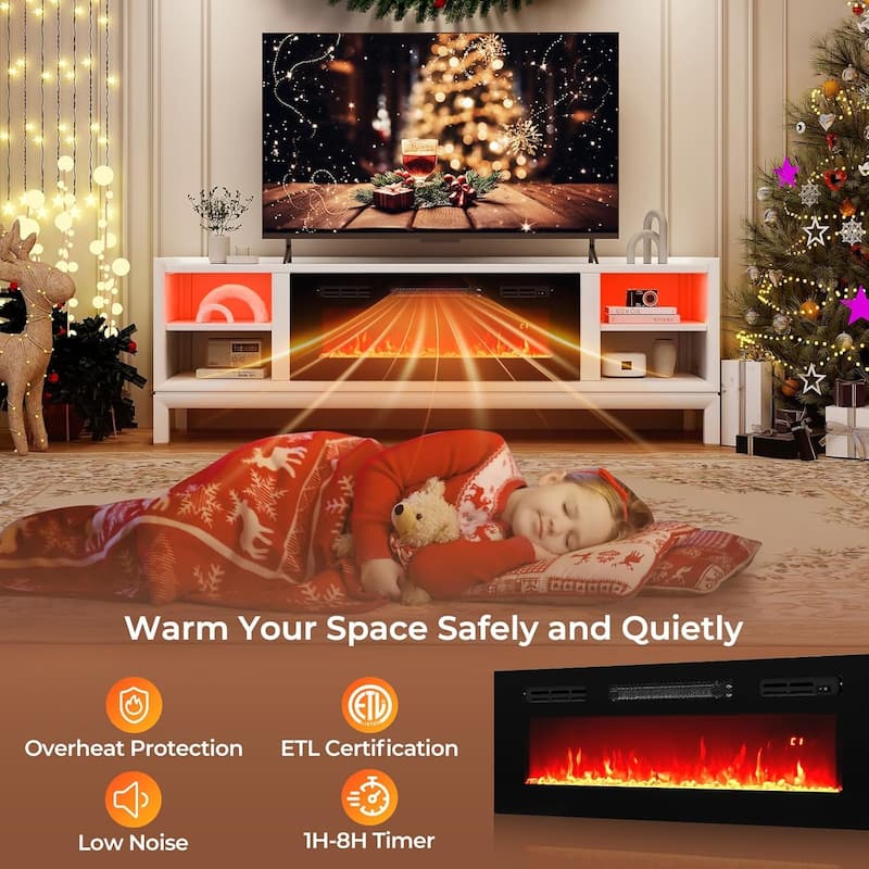 36'' Electric Fireplace Inserts Recessed Fireplace Heater