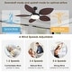 preview thumbnail 3 of 6, 52 Inches or 62 Inches Tropical Ceiling Fan with LIght and Remote,Palm Leaf Blades