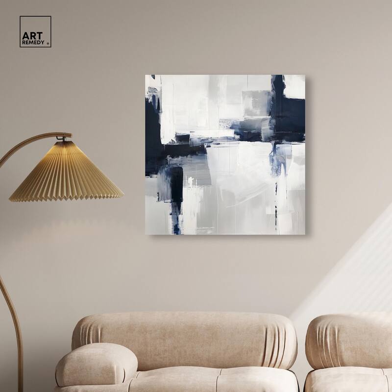 Blue Cascades on Still White Canvas by Art Remedy, Gallery Wrapped