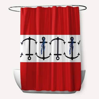 71 x 74-inch Anchor Stripedd Print Shower Curtain