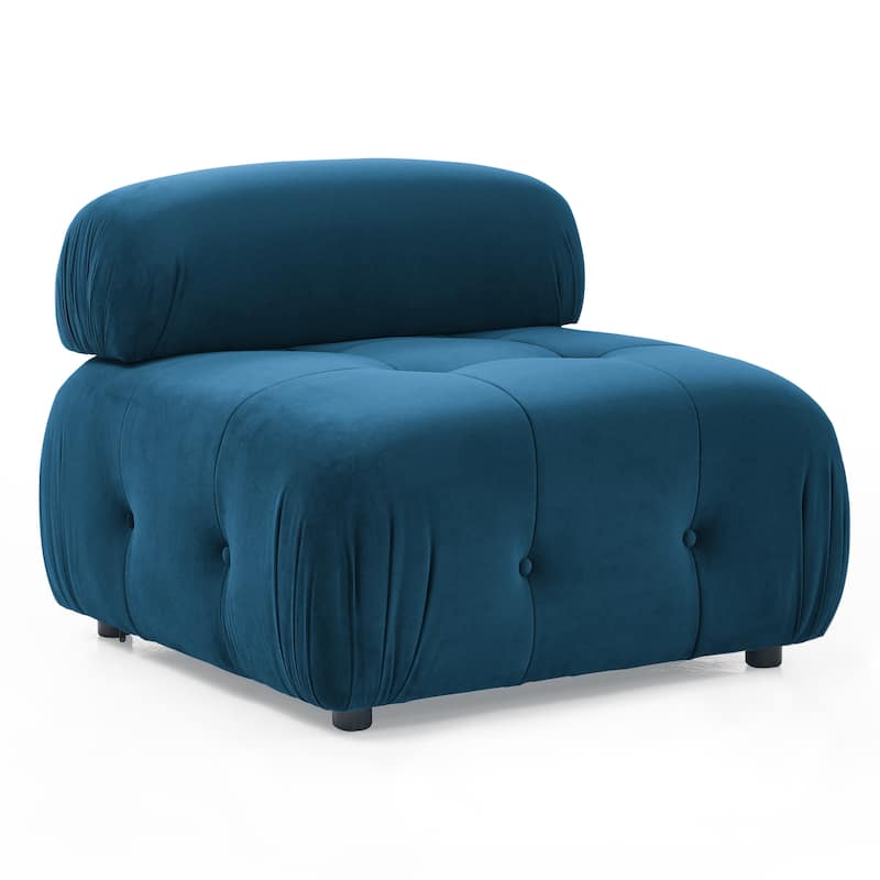 93" Velvet Modular Sectional Sofa with Button Tufted Design, Reversible Ottoman and DIY Combination