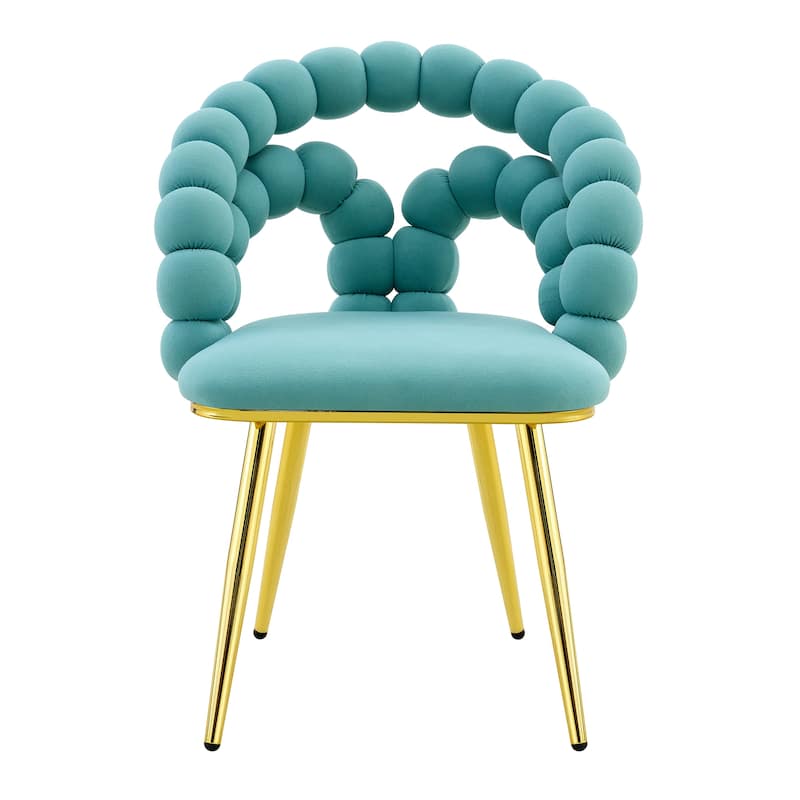 Set of 2 Velvet Dining Chairs with Metal Legs, Modern Upholstered Accent Chairs for Dining Room & Kitchen