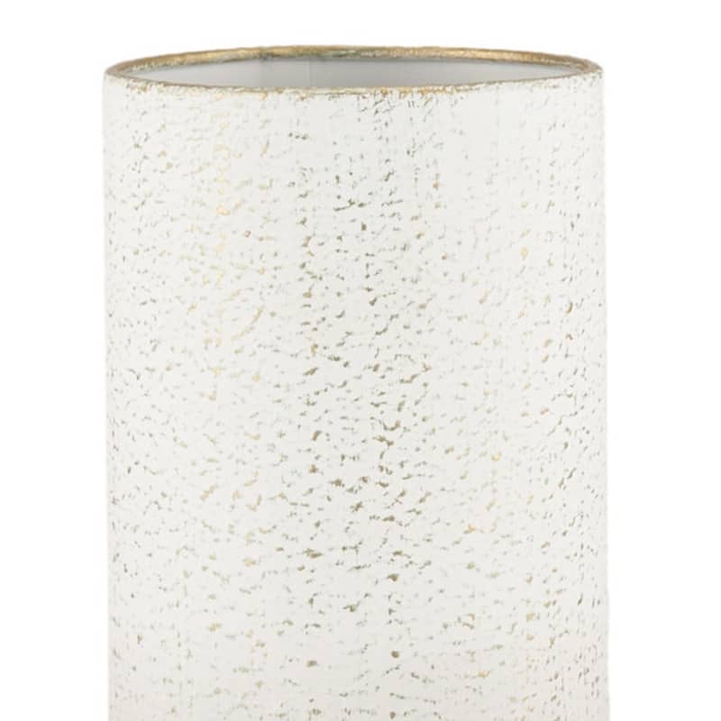 13" Off White And Gold Metal Cylinder Table Vase - 6.69