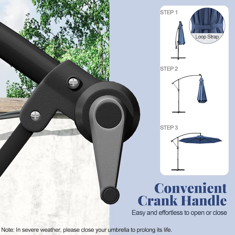 Gymax 10 FT Patio Offset Umbrella w/ X-shaped Base Infinite Tile &
