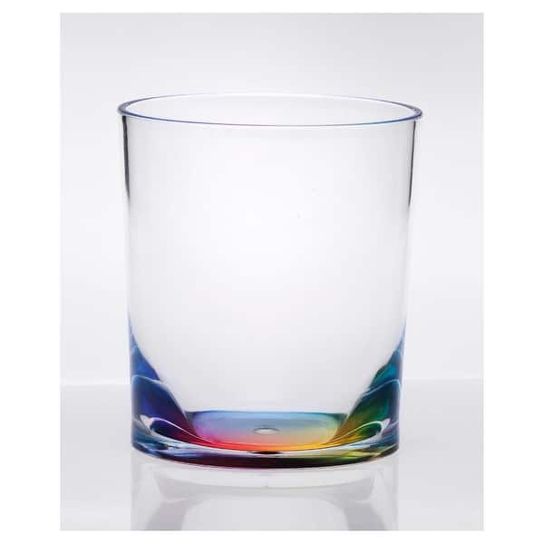 slide 2 of 3, LeadingWare DOF Oval Halo Acrylic Drinking Glasses Set of 4 (12oz) - 3.5" W x 3.5" L x 3.93" H Rainbow-HandWash Only