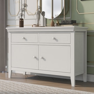 Image showcasing Traditional Concise Style White Wood Dresser with Ample Storage Space ...