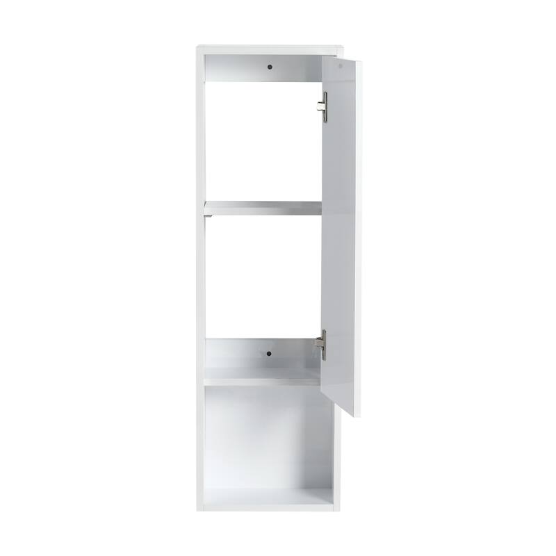 12" Bathroom Wall Cabinet, Soft Close Doors, Float Mounting Design,Glossy White