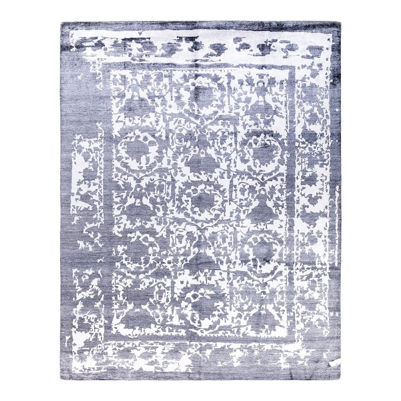 Modern One-of-a-Kind Hand-Knotted Area Rug - Black, 8' 1" x 10' 2" - 8' 1" x 10' 2"