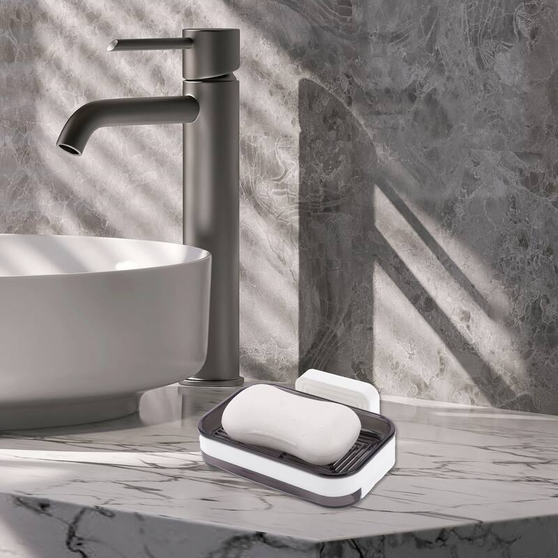 Wall Mounted Single Layer Soap Dish for Bathroom Kitchen - Gray - Single Layer