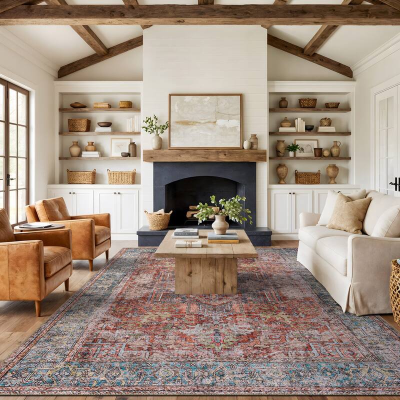 World Rug Gallery Vintage Inspired Distressed Machine Washable Area Rug