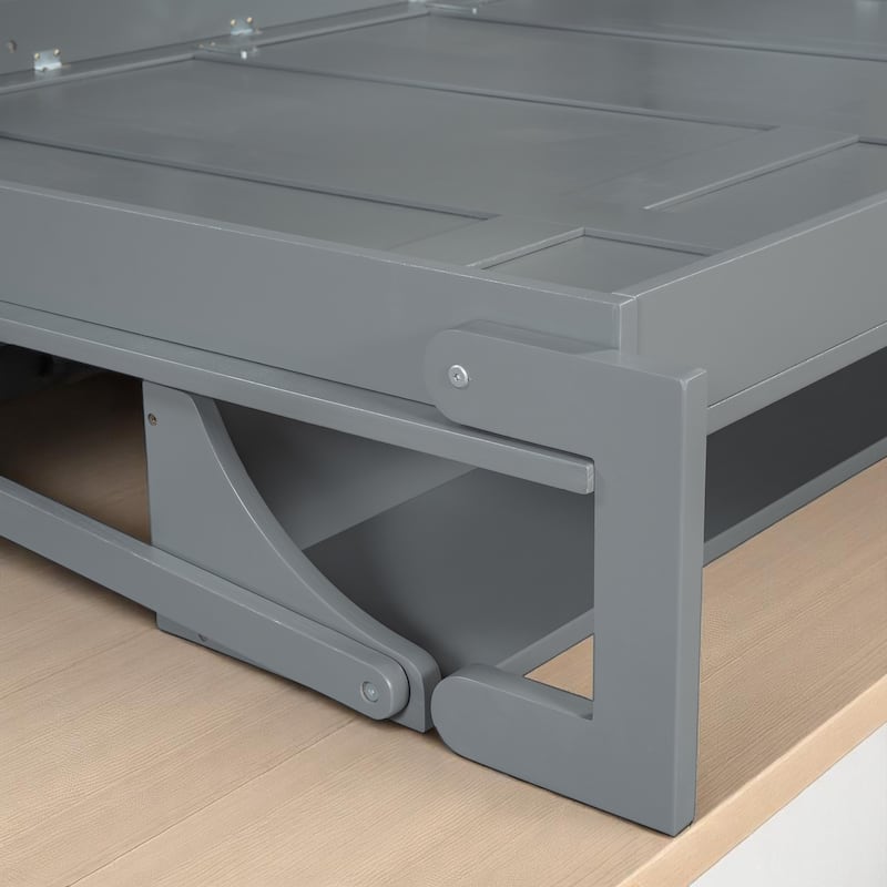 Full/Queen Size Murphy Bed with Hydraulic Lift, Fold-Down Desk & Storage, Space-Saving Wall Bed Design