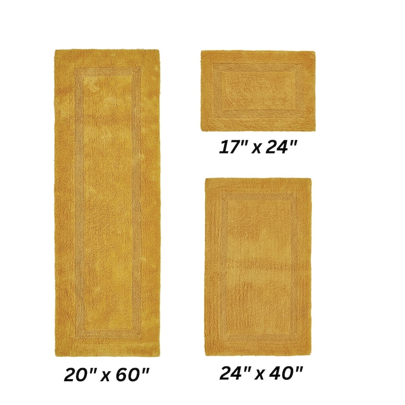 Better Trends Bath Rugs Set 100% Cotton Reversible Water Absorbent Bathroom Rug for Shower, Sink, Bath Mats - Lux Collection