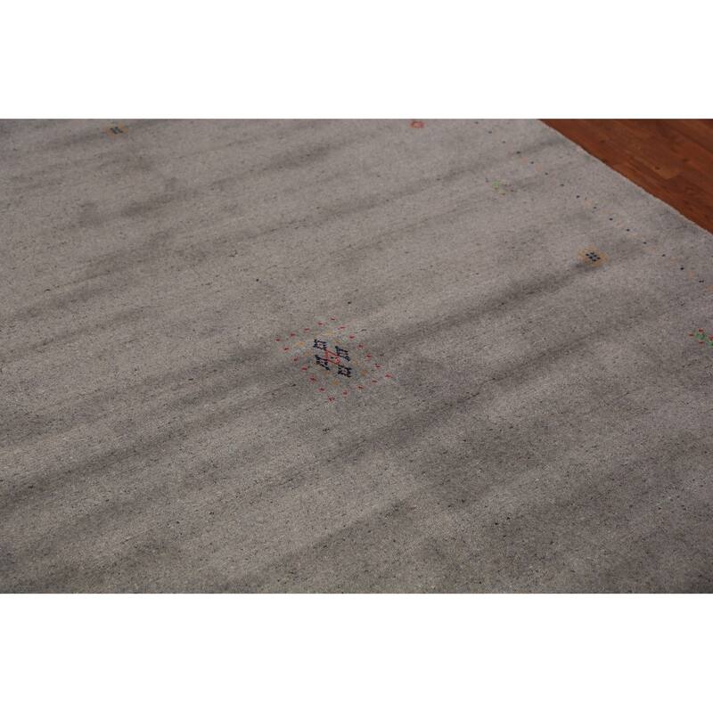 Tribal Gabbeh Oriental Area Rug Handmade Grey Wool Carpet - 5'9" x 7'8"