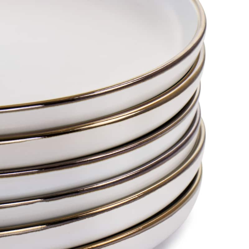 Cotton with Gold Stoneware Dinner Plate 6 Piece Set