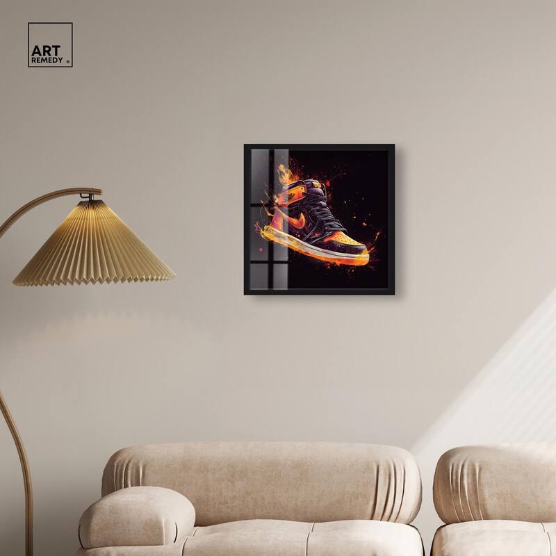 Jumpman on Fire II Shadowbox by Art Remedy