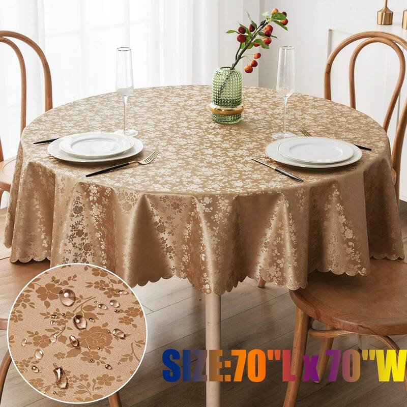 Round Table Cloth,Waterproof Heavy Duty Vinyl Tablecloths,70"L x 70"W