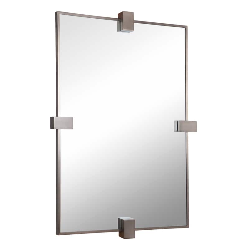 Plated Gun Metal Rectangular Wall Mirror - 37.25"