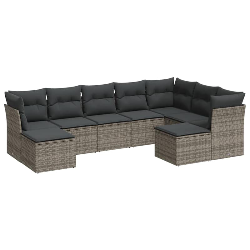 vidaXL Garden Sofa Set Grey PE rattan, powder-coated steel Large Modular - 21.7 x 21.7 x 14.6