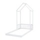preview thumbnail 20 of 31, Twin Size Pine Wood Roof-framed Headboard Floor Bed with Headboard Guardrails, without Slats