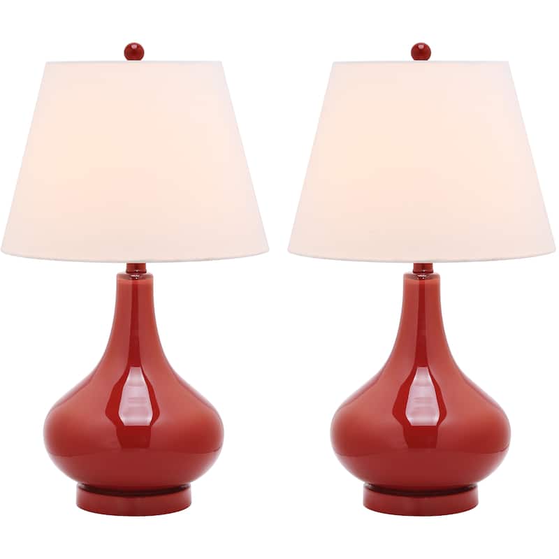 SAFAVIEH Lighting Shanda 24-inch Gourd Glass White Table Lamp (Set of 2) - 14"x14"x24" - 14Wx14Dx24H