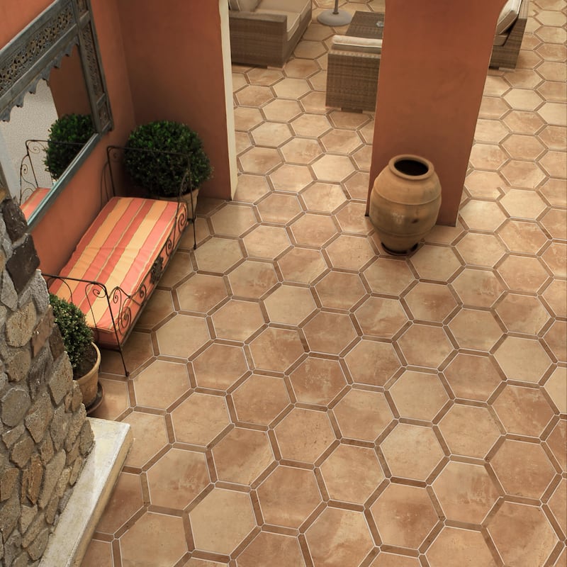 Merola Tile Doscotto Panal Rosso with Clay Picket 8-5/8" x 9-7/8" Porcelain Floor and Wall Tile
