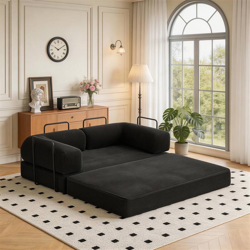 Corduroy Large Couch Convertible Floor Sofa Bed Sleeper