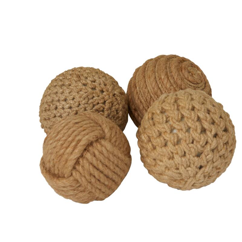 Jute Coastal Orbs & Vase Filler (Set of 4) - S/4 4"W, 4"H