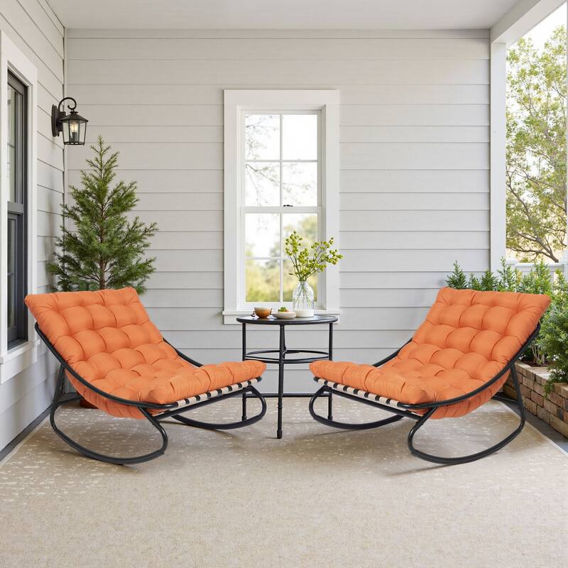 Scopp Rocking Chair 2 Set Outdoor Patio Scoop Rocking Lounge Chair with Cushions - On Sale ...