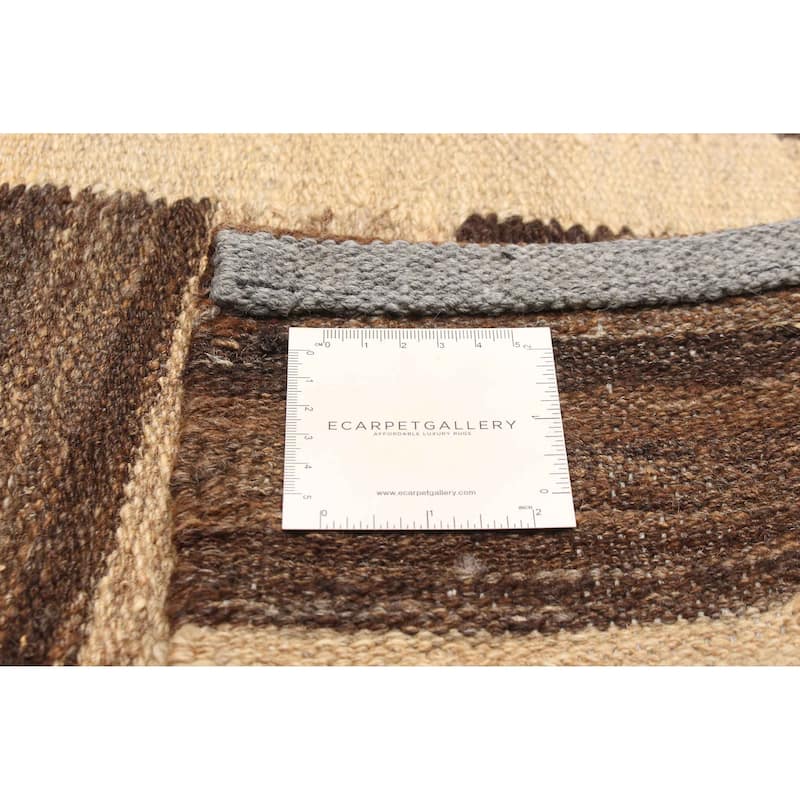 ECARPETGALLERY Flat-Weave Boho Beige Wool Kilim - 4'9 x 6'7