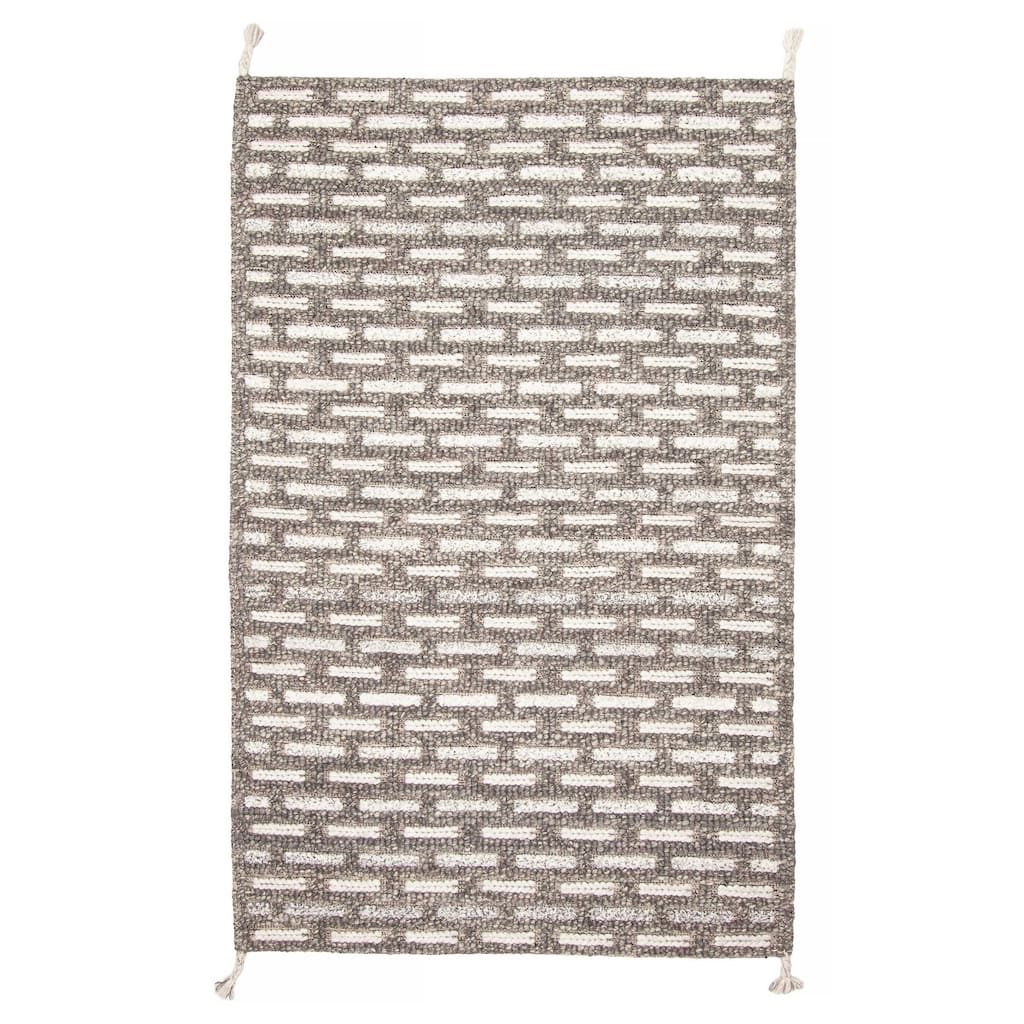 ECARPETGALLERY Braid weave Sienna Dark Grey Wool Rug - 5'1 x 7'10