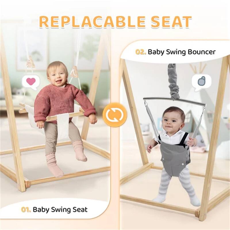 36.6 In. Foldable Swing Set With Stand Premium Montessori For Baby And Toddler