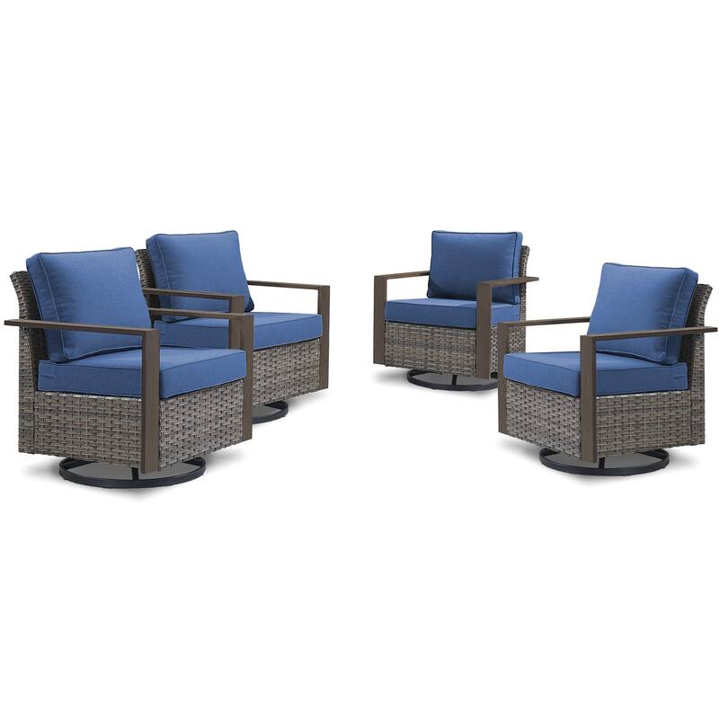 Outdoor Swivel Chair with Thick Cushion