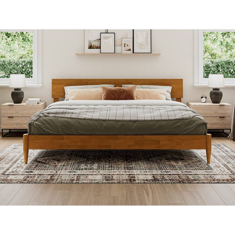 Aria Solid Wood Modern Low Profile Platform Bed