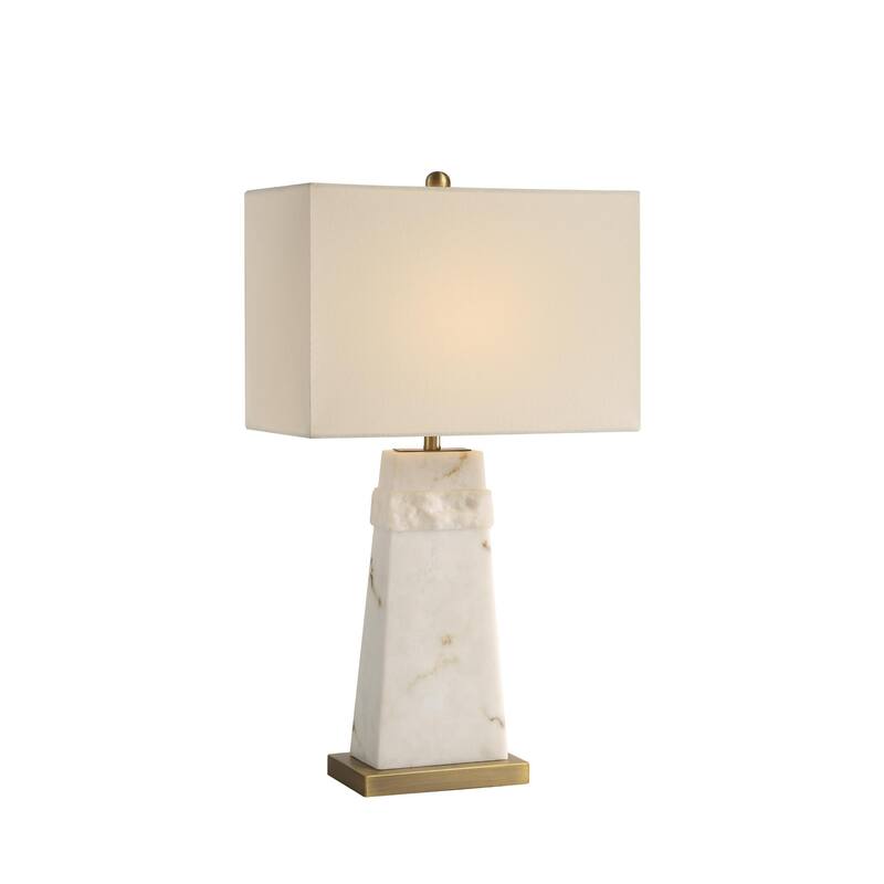 Alabaster Table Lamp with Drum Shade - 28" - White