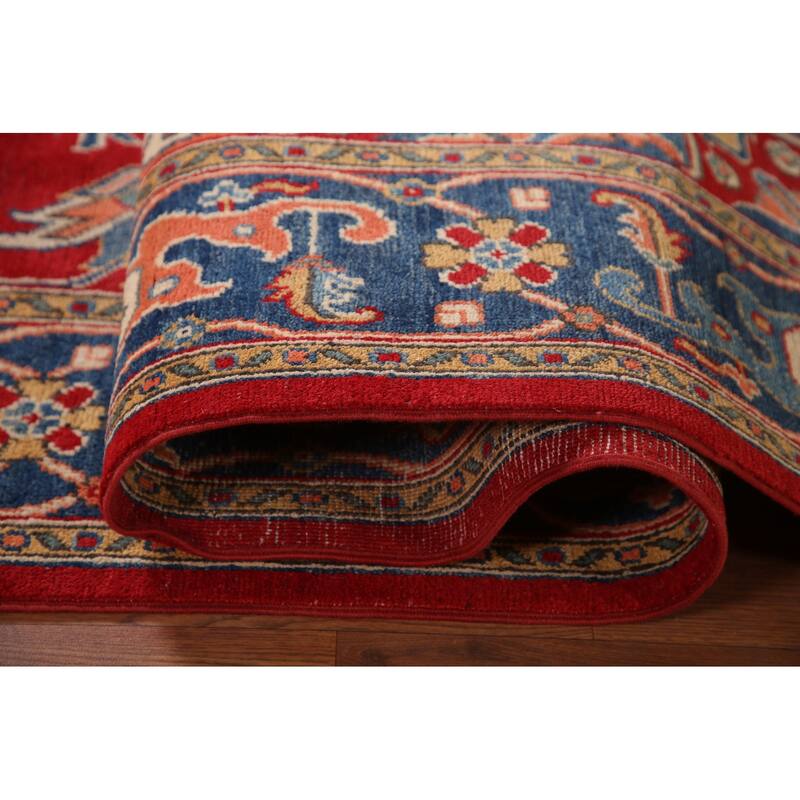 Kazak Living Room Area Rug Handmade Wool Carpet - 6'4" x 9'10"