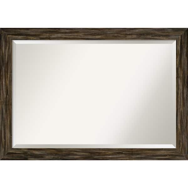 slide 2 of 23, Beveled Wood Wall Mirror - Fencepost Brown Narrow Frame