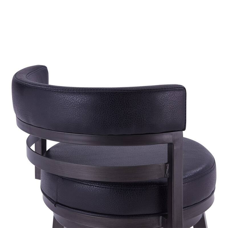 30 Inch Swivel Bar Stool Chair, Vegan Faux Leather Curved Back - 21L x 20W x 39H inches