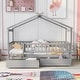 preview thumbnail 24 of 28, Twin House Bed with 2 Storage Drawers,Rails and Roof for Kids Gray