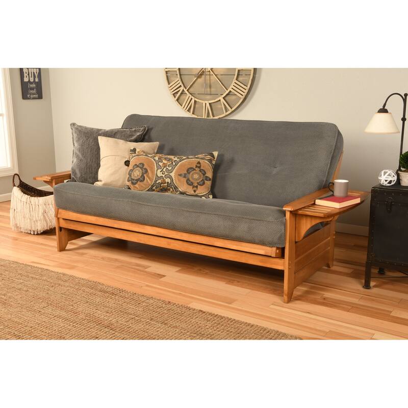 Somette Phoenix Butternut Futon Set with Mattress - Marmont Thunder