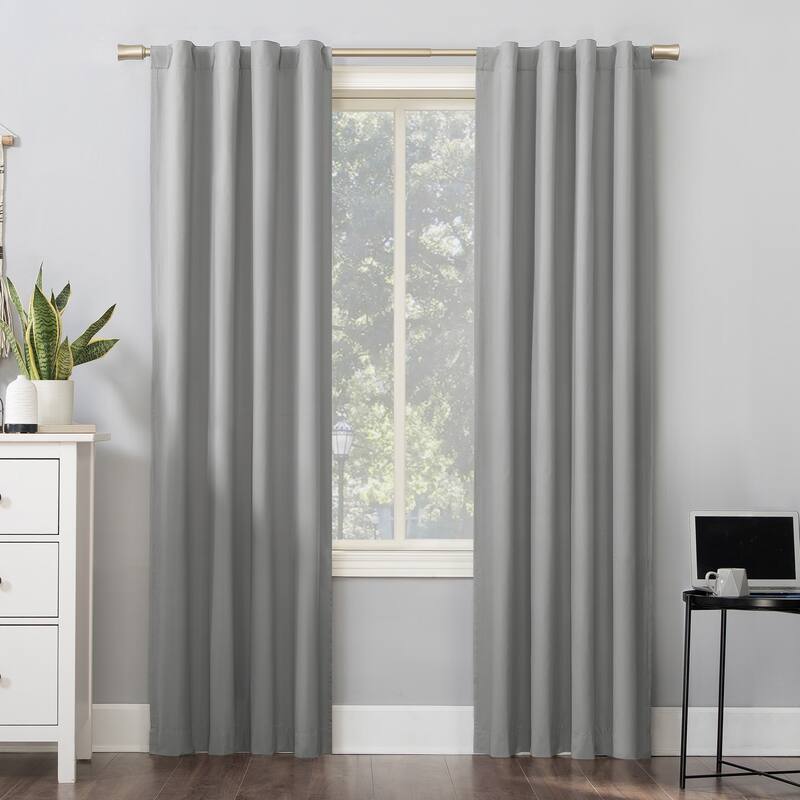 Sun Zero Cyrus Thermal Total Blackout Back Tab Curtain Panel, Single Panel - 40" x 96" - Silver Gray