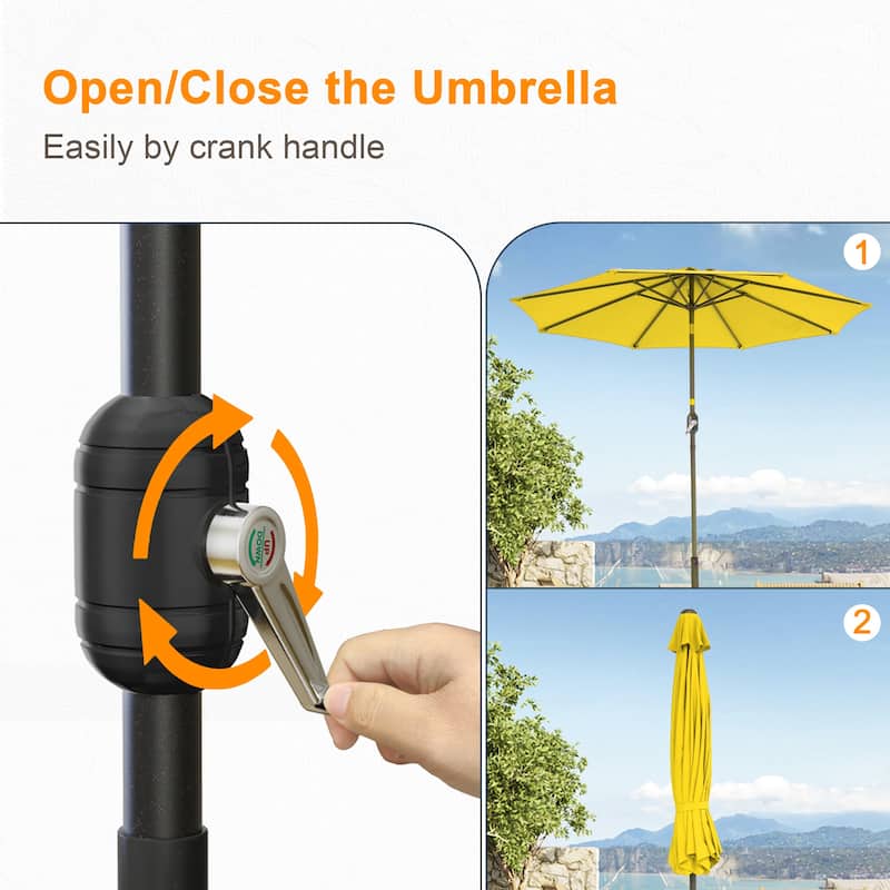 LIVOOSUN 9ft Patio Umbrella Outdoor Table Umbrella with Tilt and Crank
