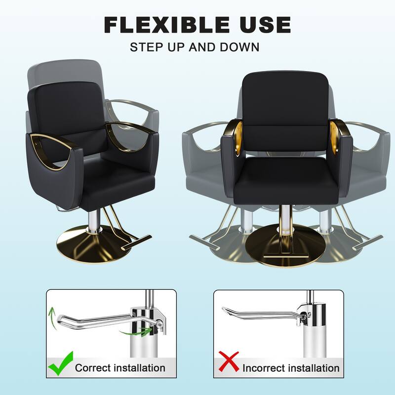 Roomfitters Professional Hydraulic Salon Chair with 360° Swivel, Heavy Duty Barber Stylist Chair with Gold Base