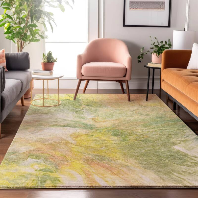 Premium Washable Super Soft Contemporary Splash Mayfield Rug - Green - 8' x 10' - Rectangle