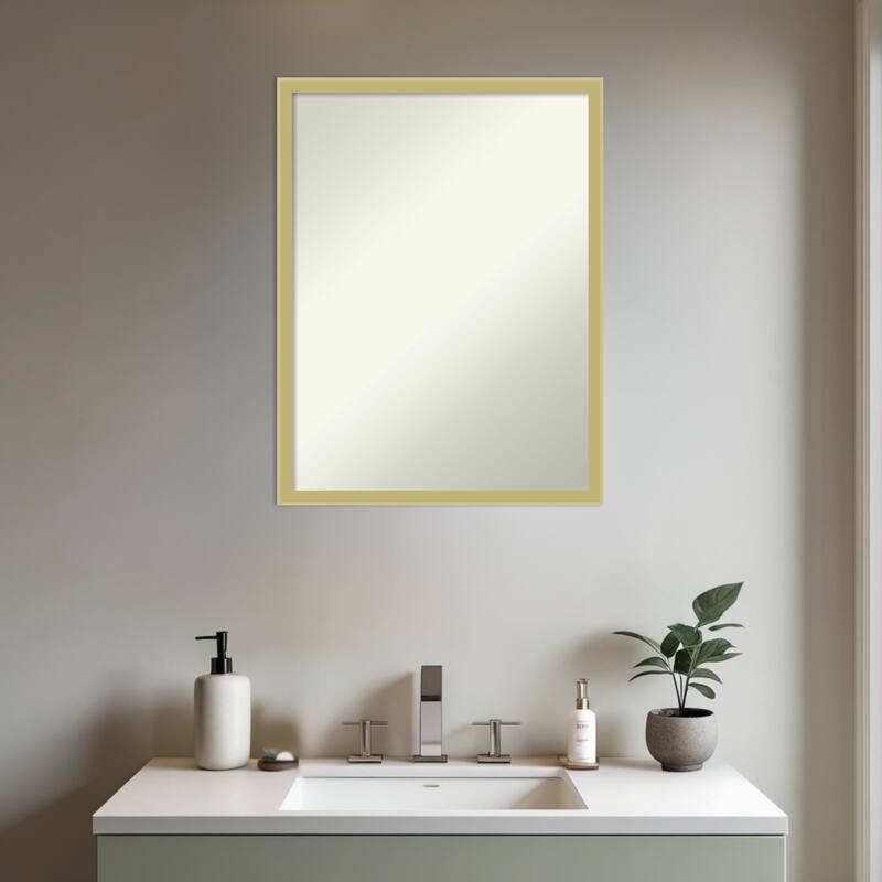Incline Non-Beveled Wood Framed Bathroom Vanity Wall Mirror