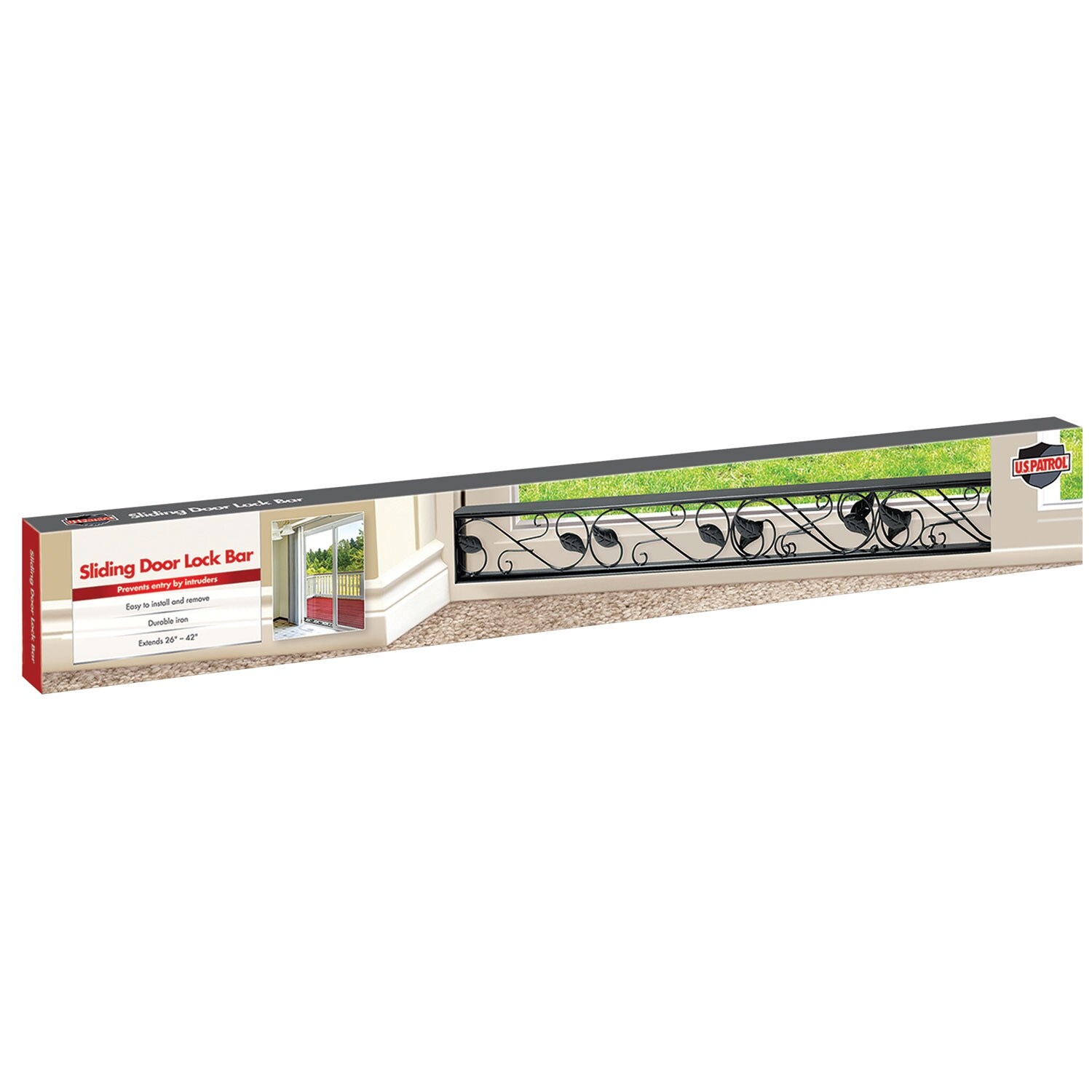 Shop Sliding Door Security Bar Adjustable Black Glass Patio Door