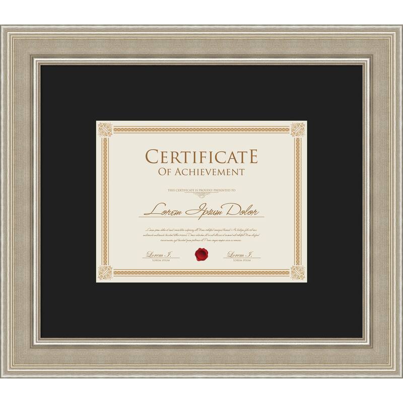 Mezzo Silver Framed Picture Frame, Photo Frame - 17x14.5 Matted Black 11x9