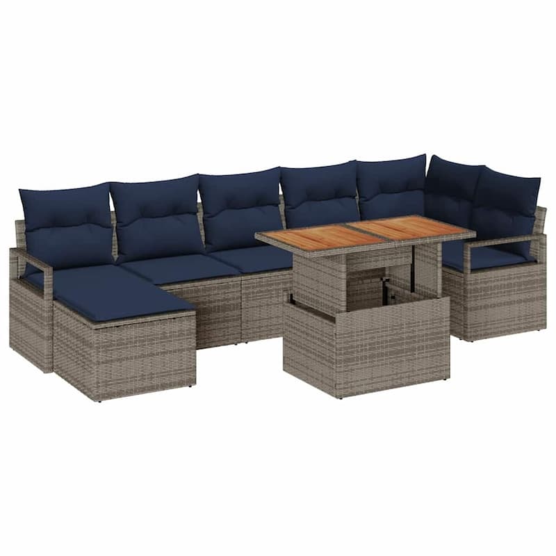 vidaXL 8 Piece Garden Sofa Set with Cushions - 113×48×27.2