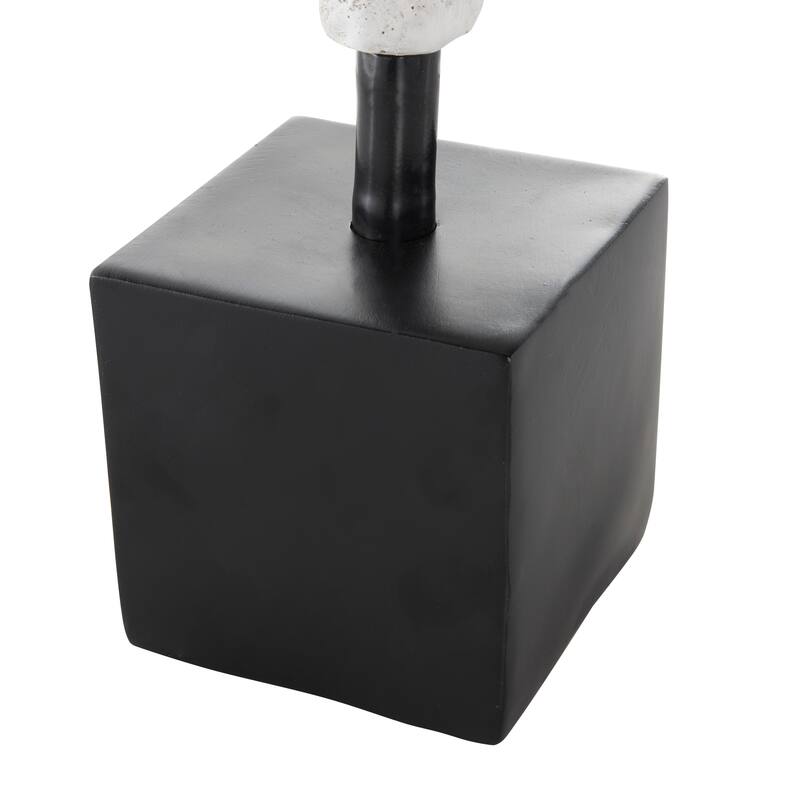Cream Polystone People Decorative Sculpture with Black Square Base